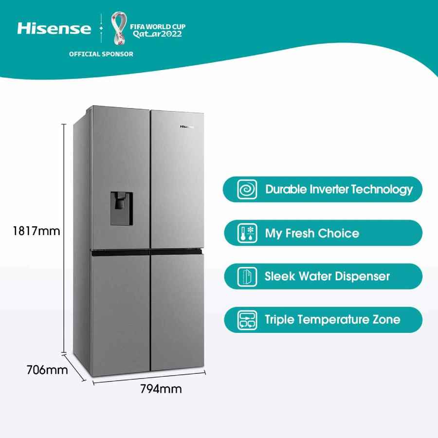 Hisense 507 L MultiDoor Refrigerator (RQ507N4SSVW) Photo Design 1 Digit
