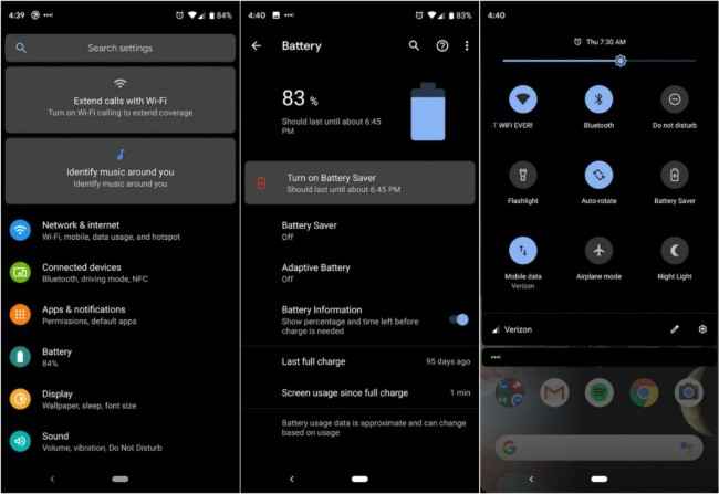 Dark mode on smartphones 