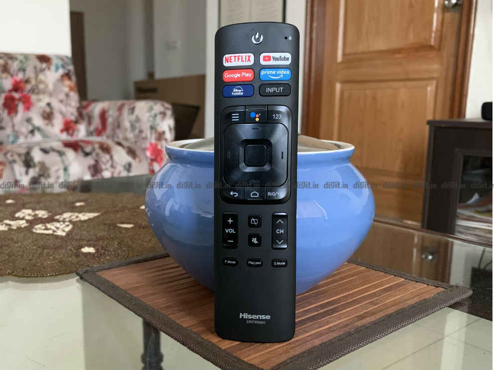 The Hisense 55A71F has a compact remote control. 