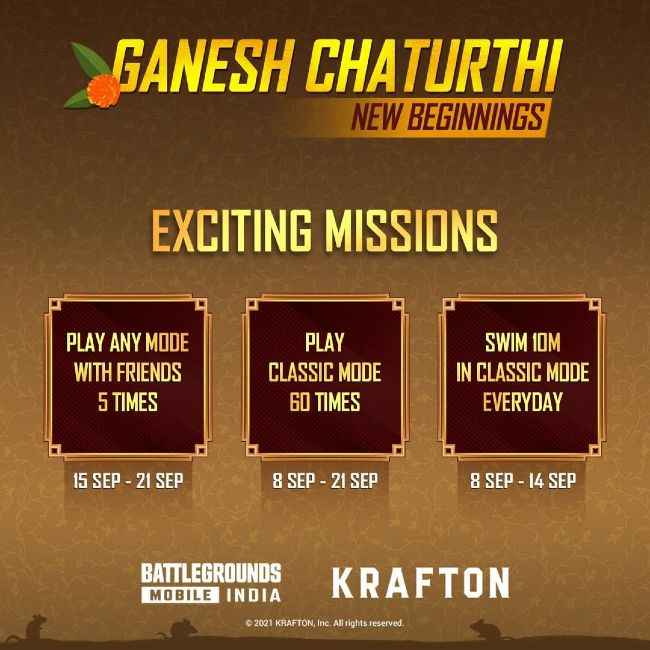 Battlegrounds Mobile India merayakan Ganesh Chaturthi dengan acara
dalam game