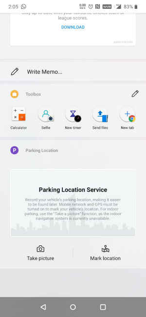 Screenshot of Parking Location Service in Google Feed on OnePlus 7 Pro