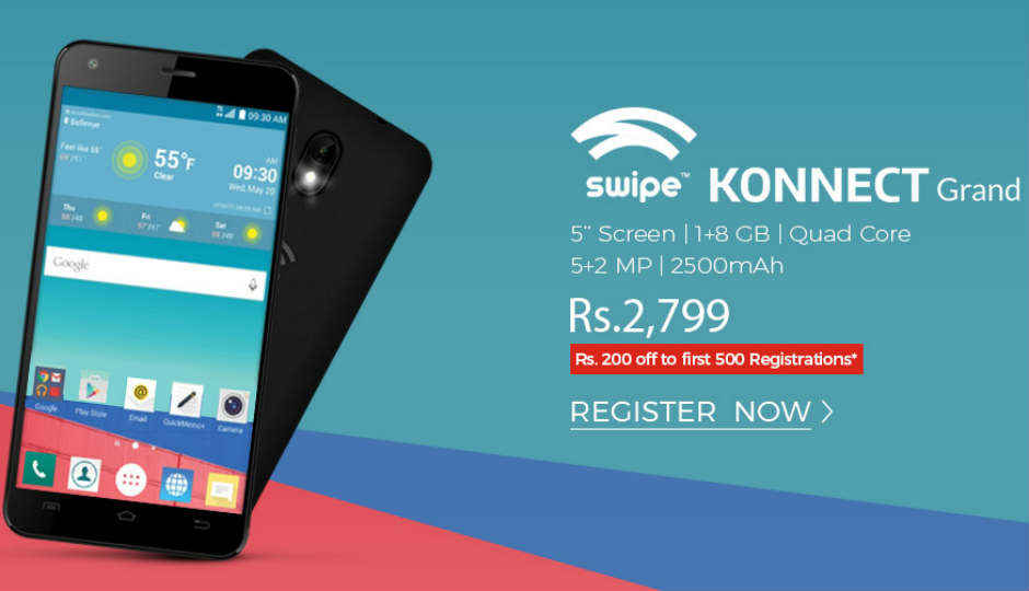 Swipe Konnect Grand स्मार्टफ़ोन लॉन्च, कीमत Rs. 2,799