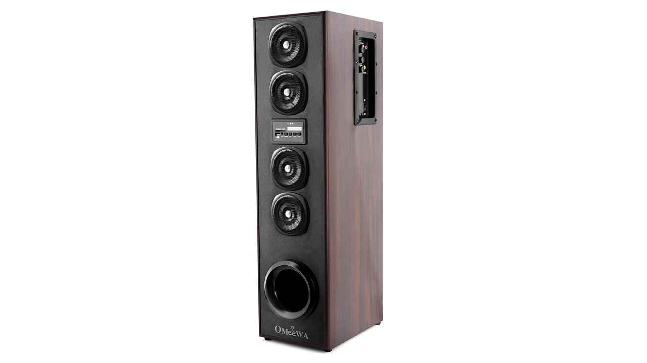 Six floor standing stereo speakers for movie and music enthusiasts