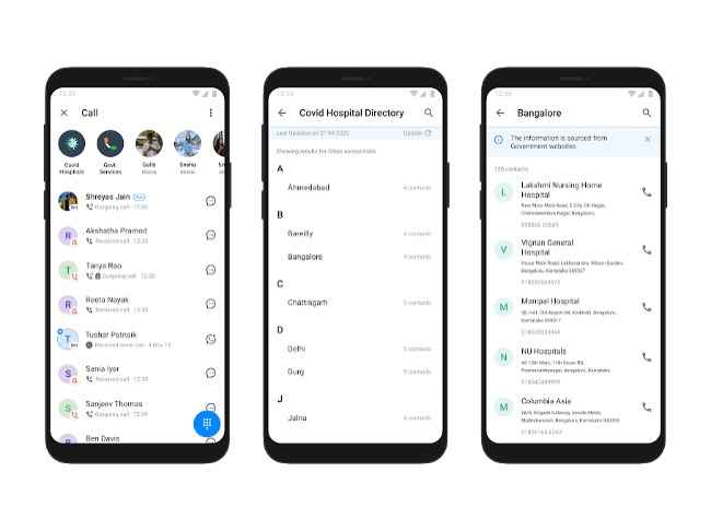 The Truecaller COVID-19 hospital directory includes contact details and addresses of hospitals