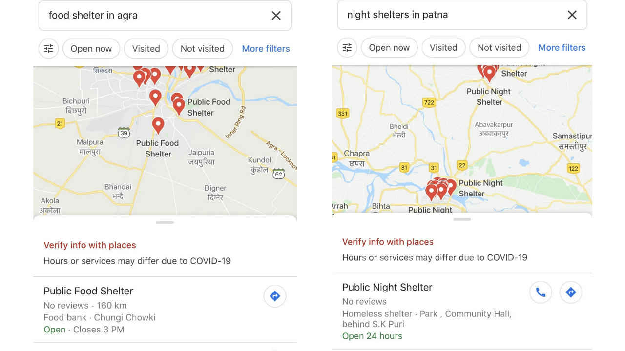 Google Maps now shows Delhi Government’s Food Distribution Centres and Night Shelters