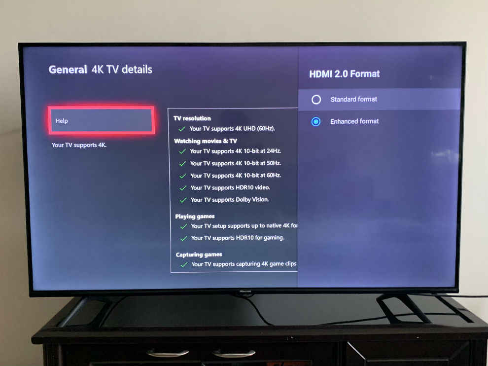 HDMI 2.0 settings in the Hisense 55A71F TV.