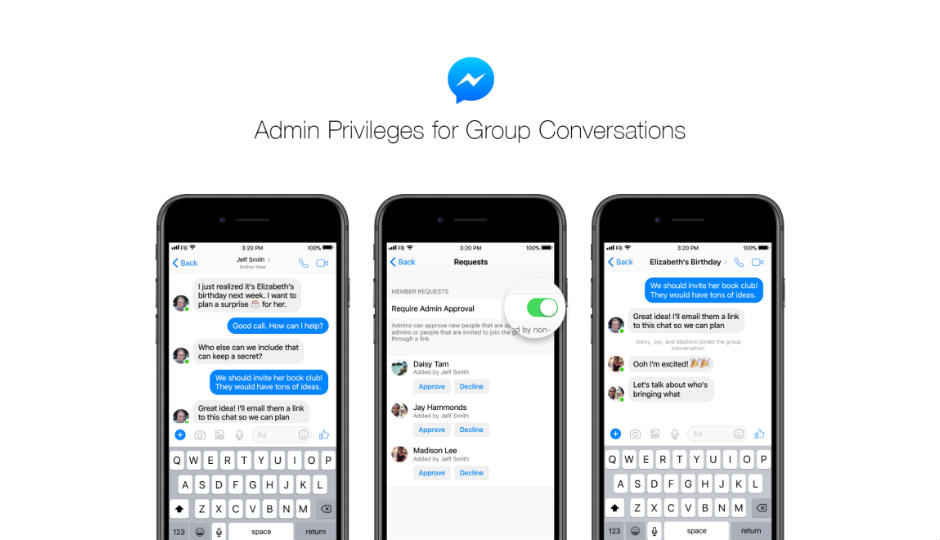 Facebook Messenger adds admin privileges, joinable links for Groups