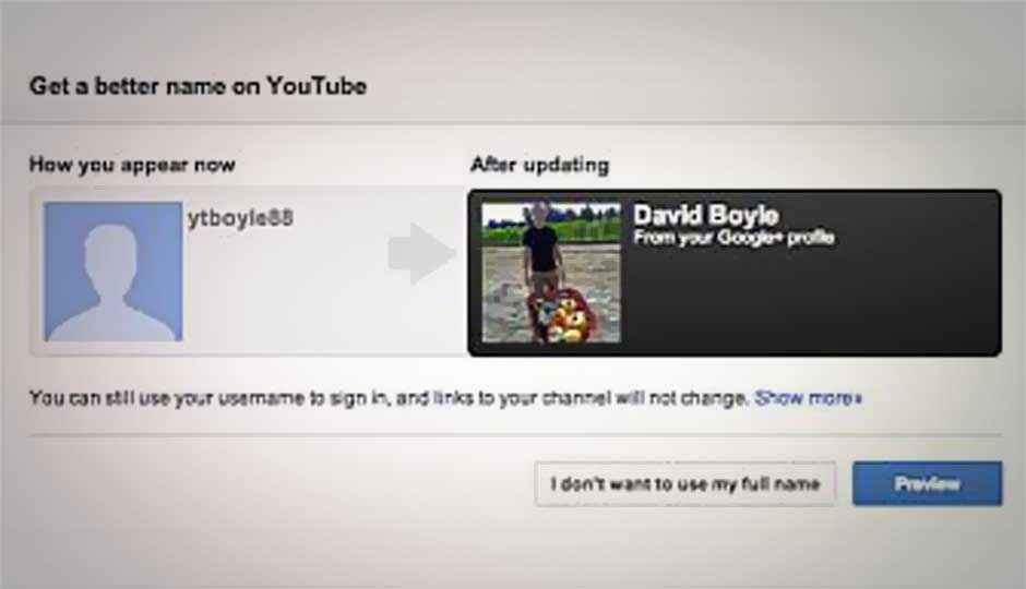 Google allows users to link Google+ profile with YouTube channel