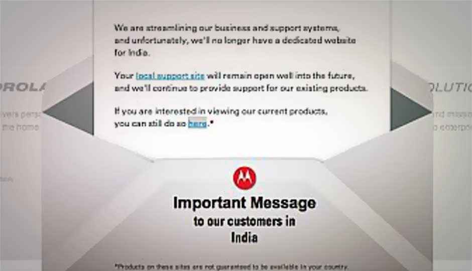 Motorola Mobility to exit Indian market; shuts down website