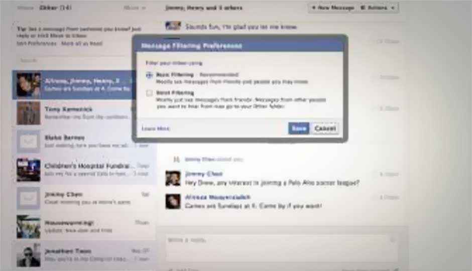 Facebook tests paid e-mail service, releases new message filtering options