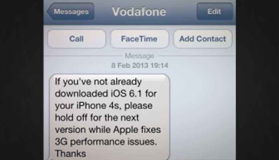 Vodafone U.K. asks customers to not upgrade iPhone 4S to iOS 6.1