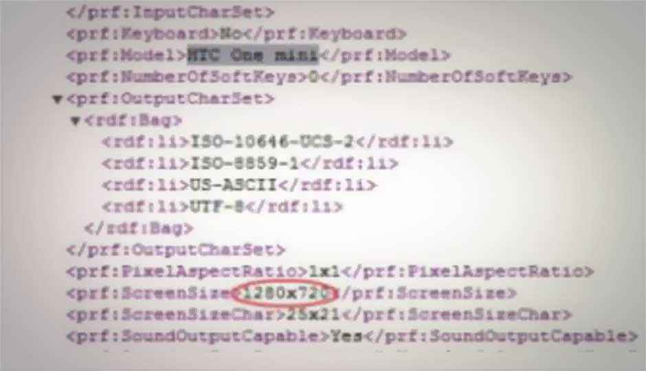 User Agent Profile of HTC One mini leaks, shows 1280×720 pixel display