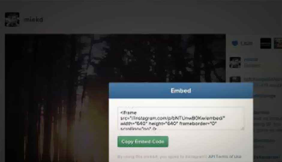 Instagram adds support for web embeds