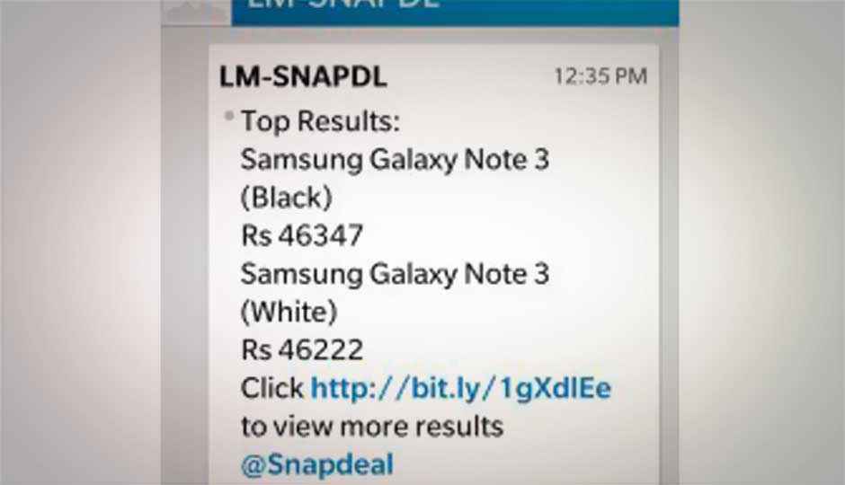 Snapdeal launches ‘price search on SMS’ service