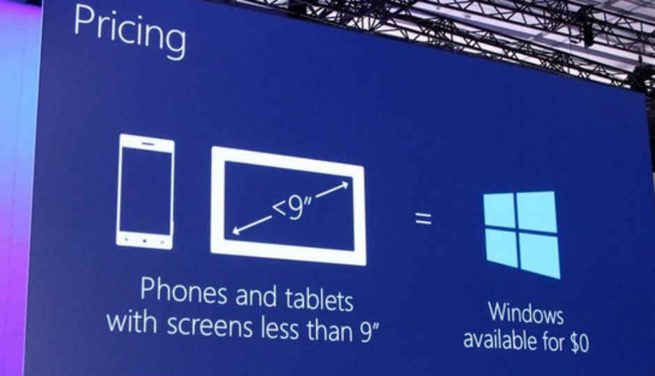 Microsoft: Windows free for smartphones, tablets