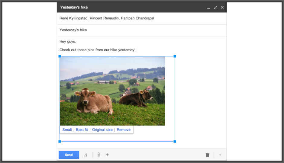 Google adds ability to insert and resize Google+ photos inline in messages