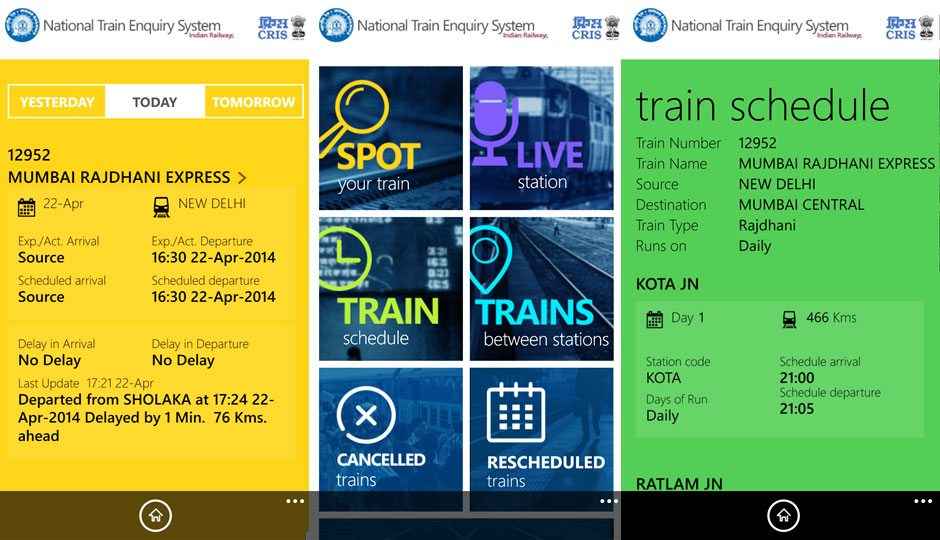 National Train Enquiry System app launched for Windows Phone and Windows