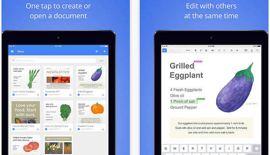Google launches Docs, Sheets and Slides apps for iOS and Android