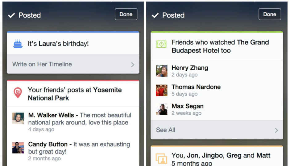 Facebook tests new “card-based” activity updates