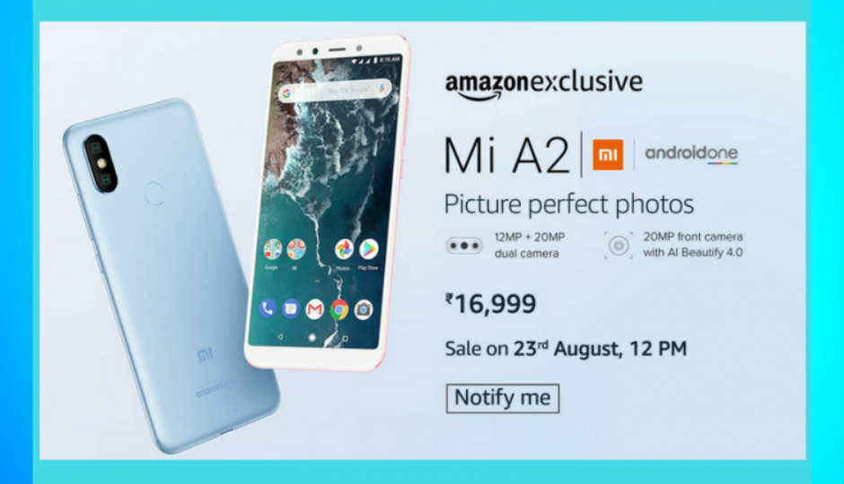 ಭಾರತದಲ್ಲಿ Xiaomi Mi A2 ತನ್ನ ಎರಡನೇ ಸೇಲನ್ನು ಇಂದು ಮಧ್ಯಾಹ್ನ 12:00pm ಕ್ಕೆ ನಡೆಯಲಿದ್ದು ಪ್ರತ್ಯೇಕವಾಗಿ ಅಮೆಜಾನ್ ಮತ್ತು Xiaomi ಸ್ಟೋರ್ಗಳಲ್ಲಿ ಲಭ್ಯವಾಗಲಿದೆ.