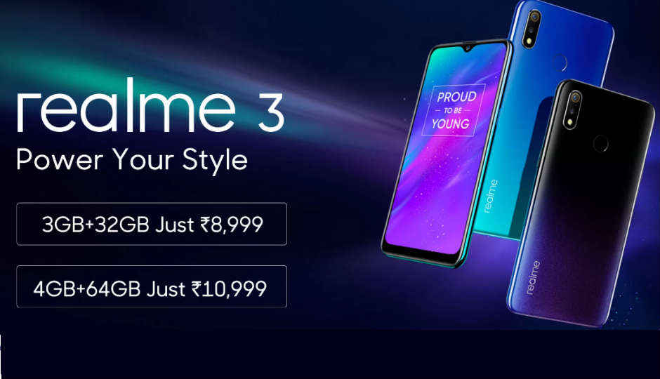 Realme  3 யின் 3GB ரேம் மற்றும் 32GB  ஸ்டோரேஜ் ரூ,8,999 விலையுடன்  நாளை பகல் 12 மணிக்கு  விற்பனைக்கு வருகிறது..!