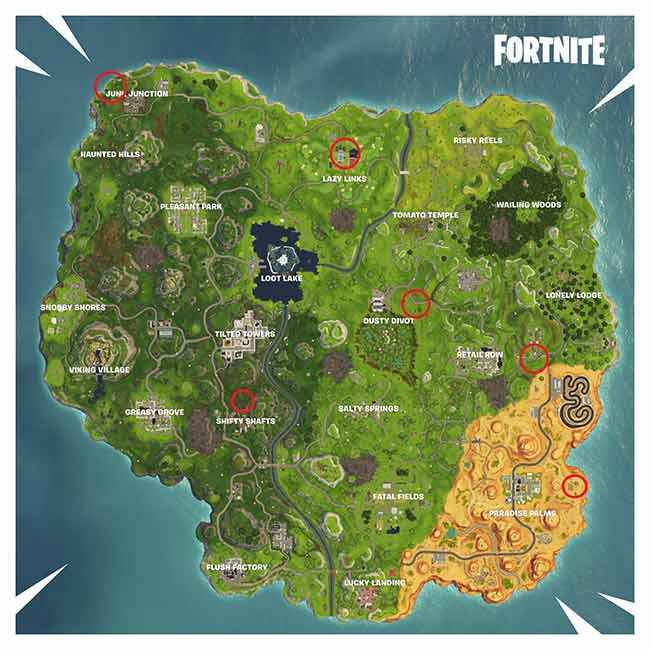 vehicle timed trials locations credit epic games - carte des geysers fortnite