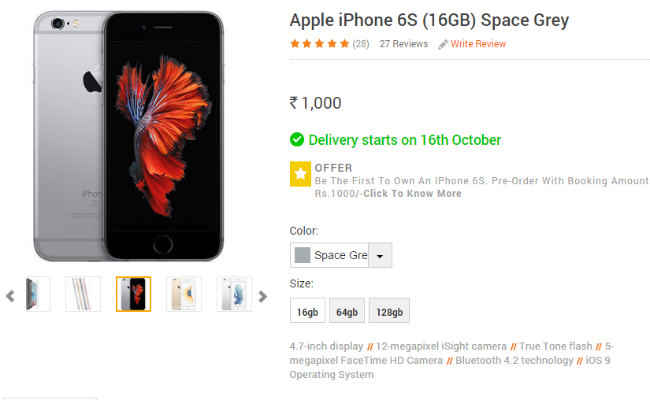 Flipkart Lists Iphone 6s And 6s Plus At Rs 64 000 Onwards Digit