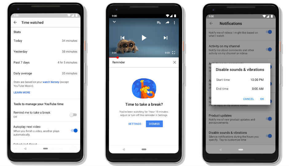 YouTube gets Google Digital Wellbeing tools