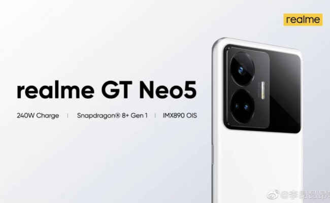 Design e principais especificações do Realme GT Neo 5 vazaram