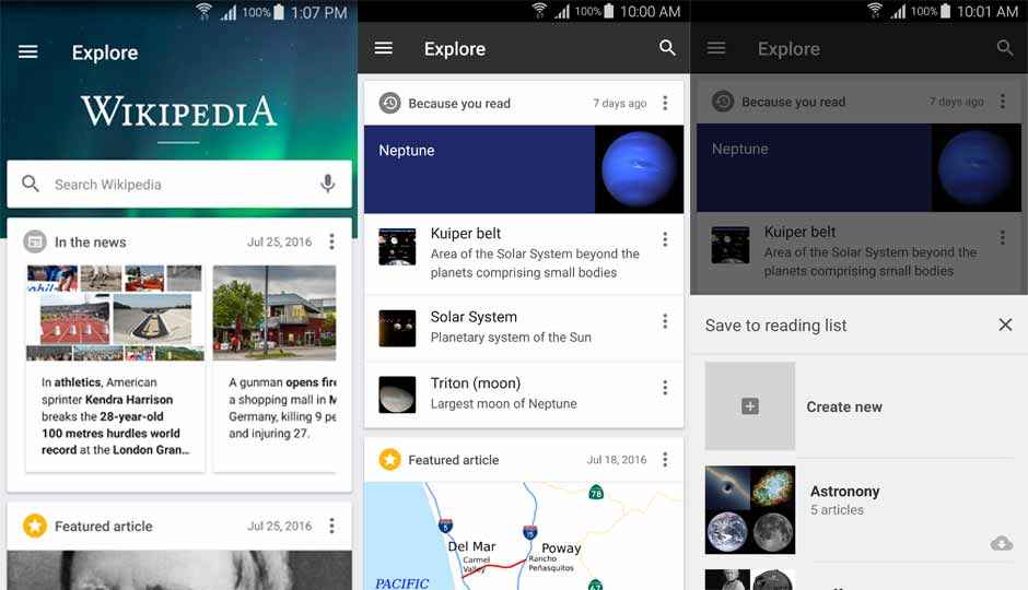 Wikipedia redesigns Android app with card based Explore feed