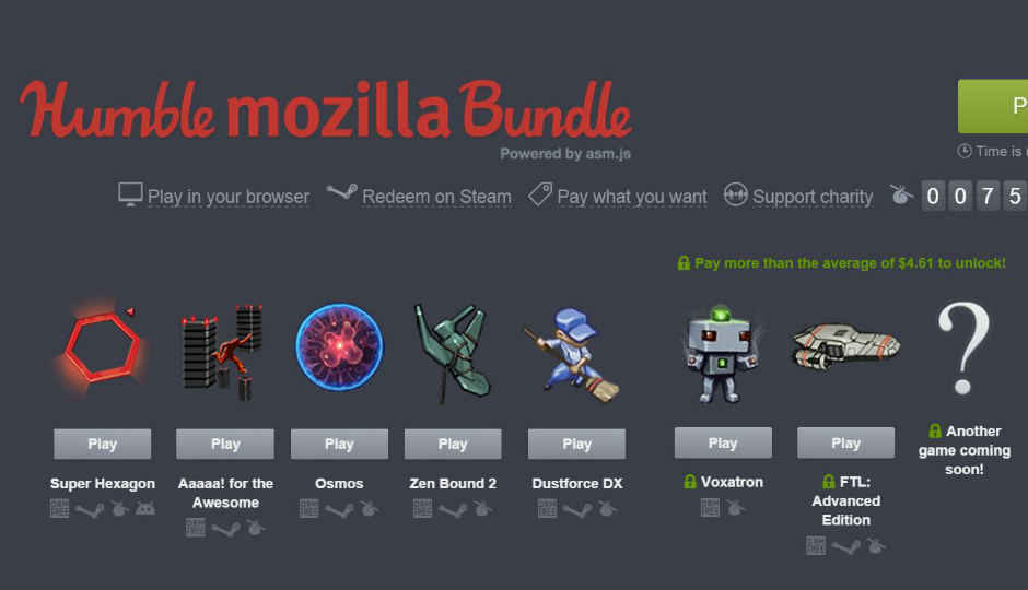 Mozilla Humble Bundle includes games to play in your browser