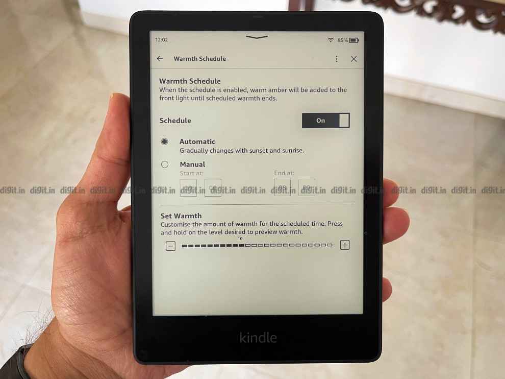 Kindle Paperwhite Signature Edition Review - Warm light settings