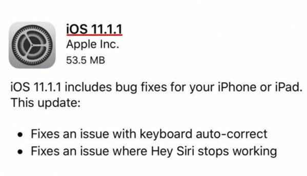 Apple rolls out iOS 11.1.1 update fixing autocorrect bug, “Hey Siri” issues