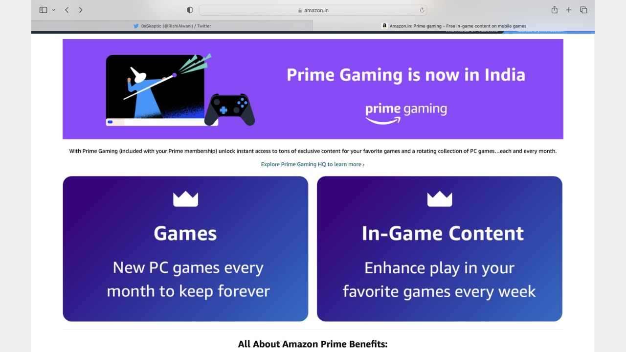 Prime Gaming for PC is coming to India soon 