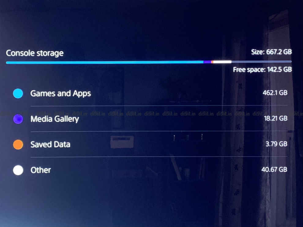 The PS5 comes with 667GB usable storage.