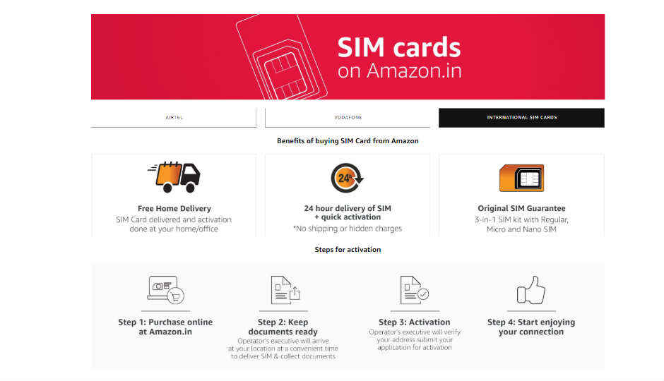 Amazon India now sells Vodafone and Airtel Postpaid SIM cards on its platform