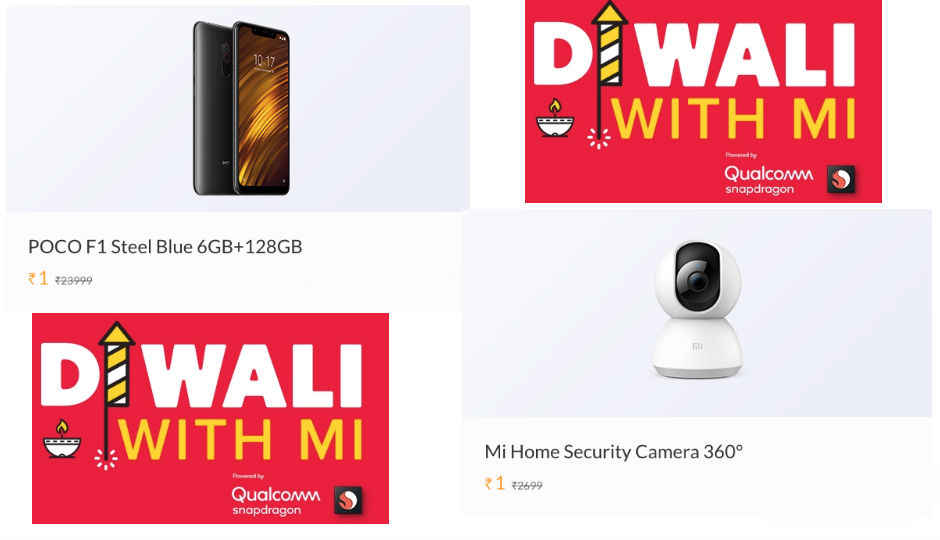 Xiaomi ‘Diwali With Mi’ Sale Day 1: Grab the Poco F1 and Mi Home Security Camera 360 for Re 1 today
