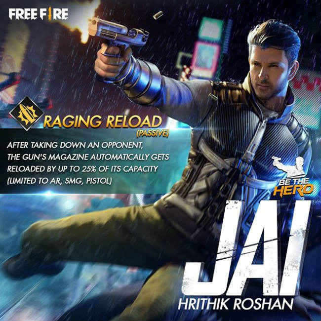 Garena Free Fire has added a character called Jai that is based on Hritik Roshan 