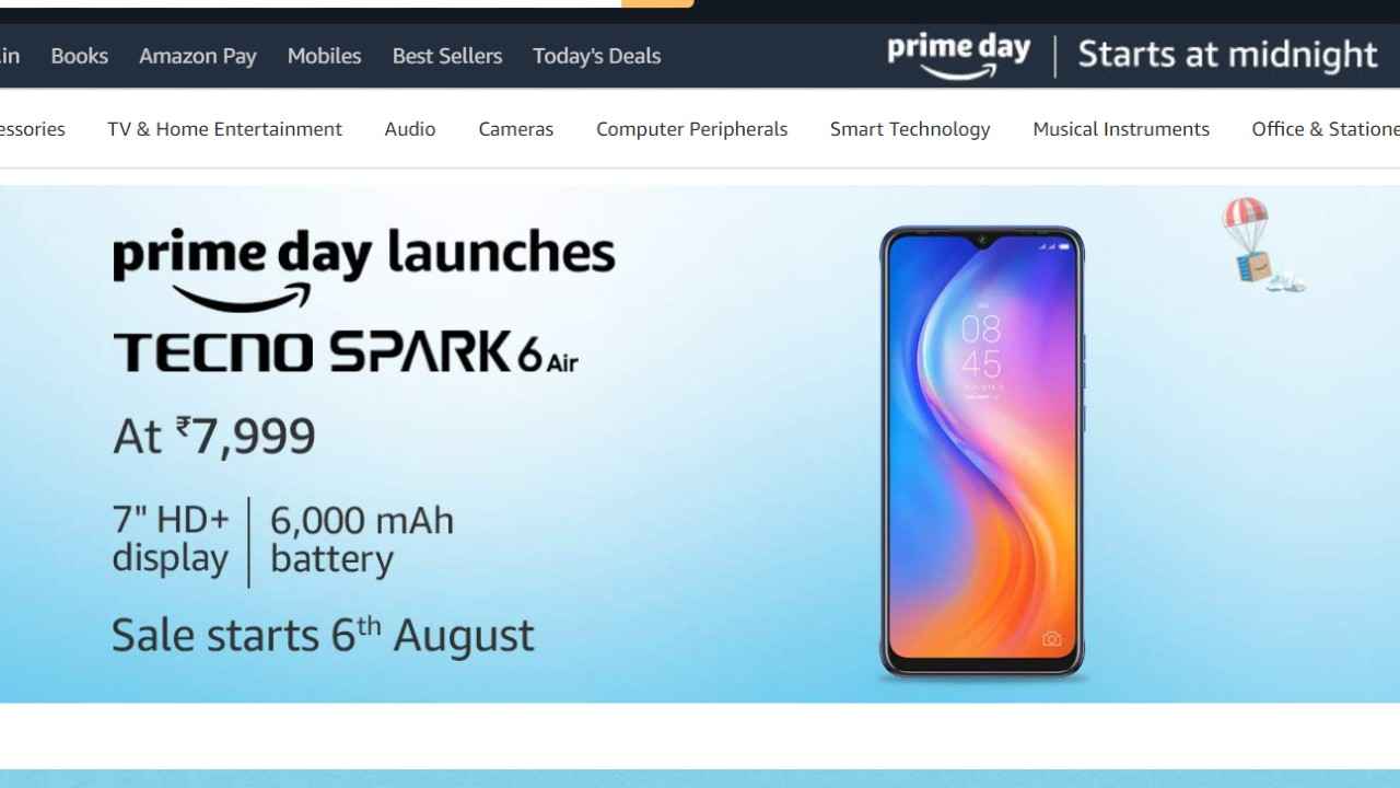 Amazon prime day Sale 2020 Tecno Mobile Offer