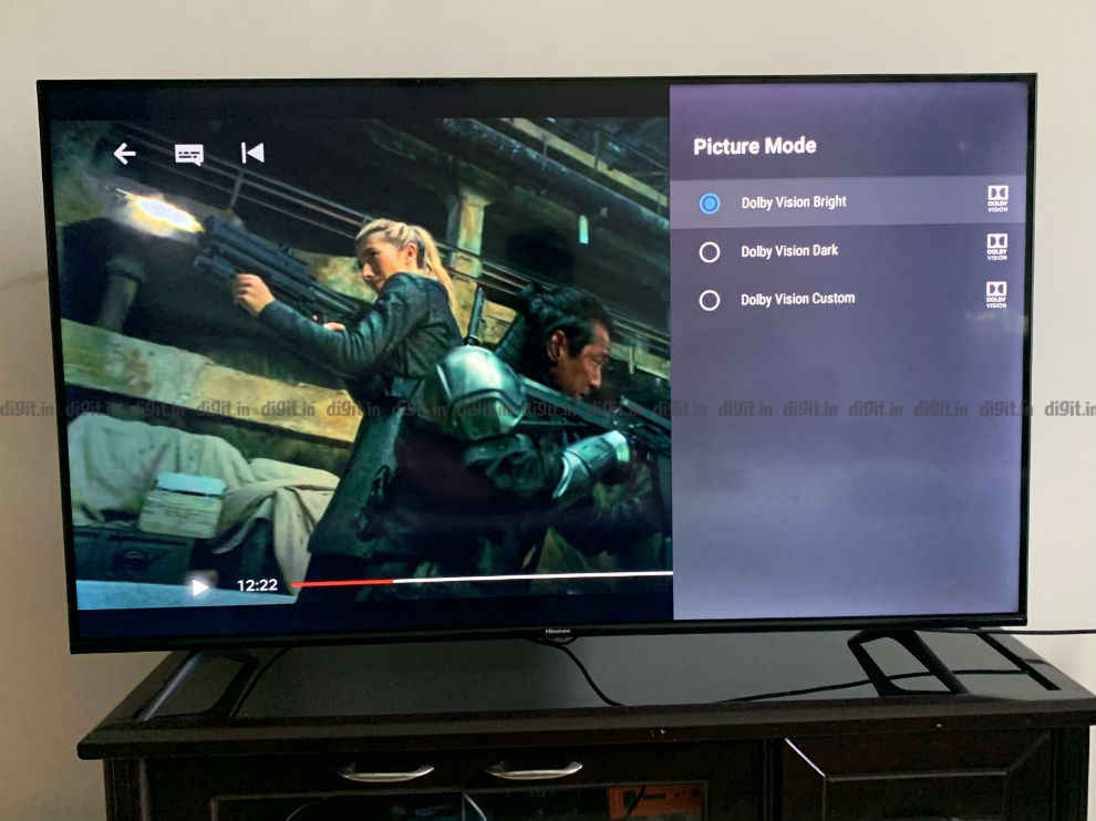 Dolby Vision Settings on the Hisense 55A71F TV.