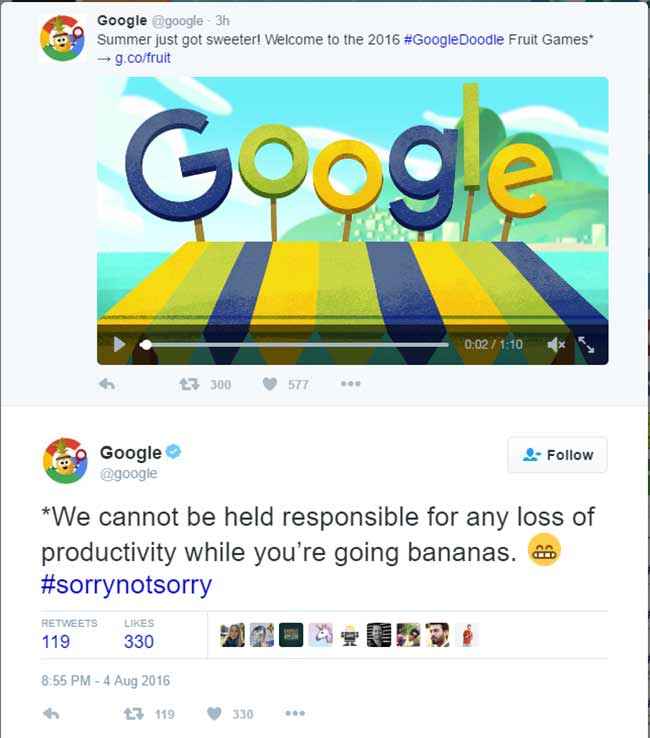 Go bananas for the 2016 Doodle Fruit Games