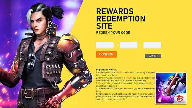 free fire rewards codigos