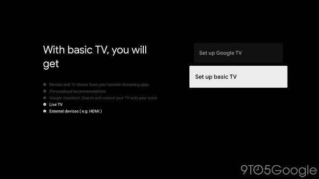 Google TV Basic Mode