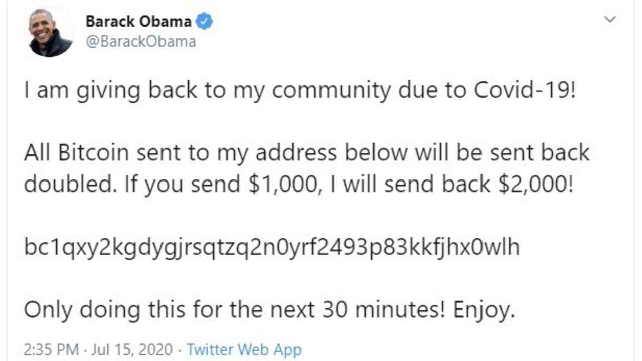 Barack Obama twitter hacked