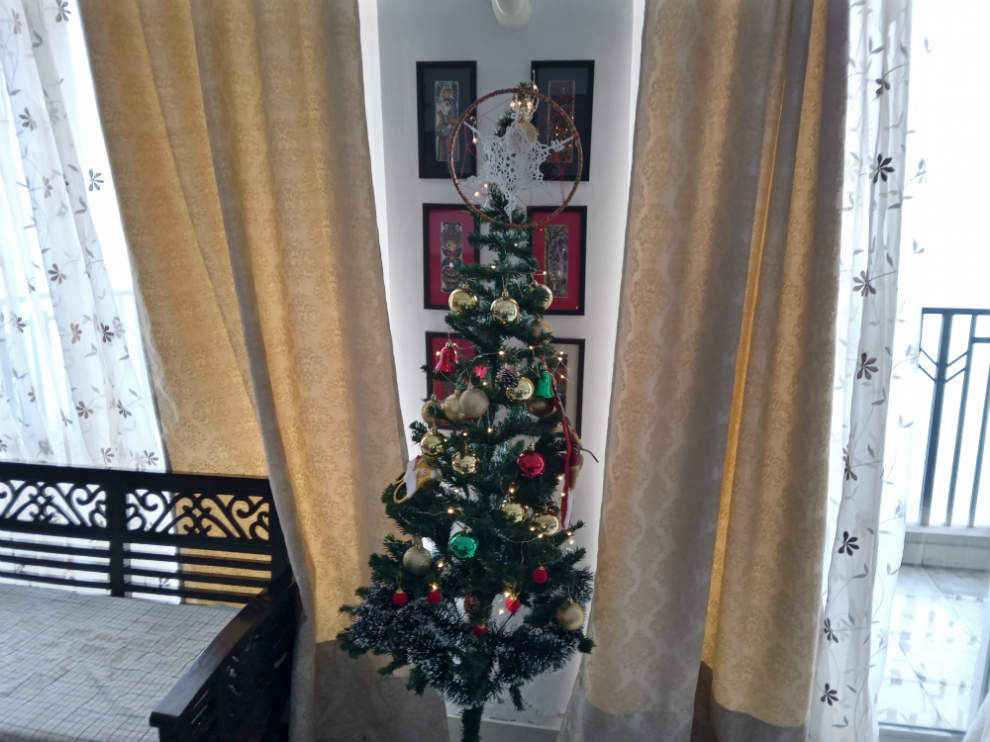 Christmas tree in daylight. Shot on Nokia 4.2.