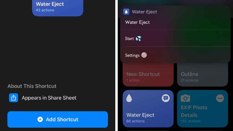 iphone water eject shortcut