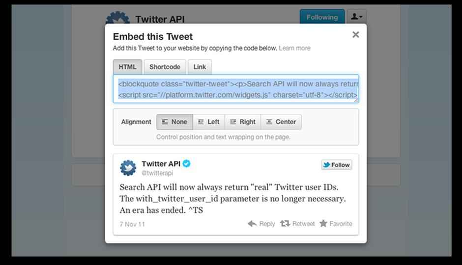 Twitter now shows embedded tweets on the web