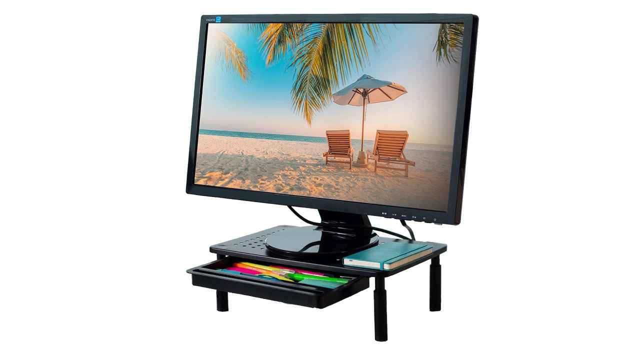 Height-adjustable monitor stands for comfortable viewing and added stability