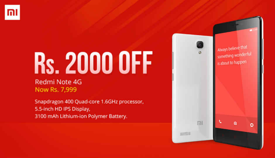 Xiaomi Redmi Note 4G now available for Rs. 7,999