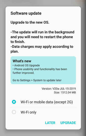 LG V40 ThinQ Android Pie Update